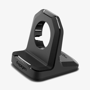 Angled front view of the Spigen Rugged Armor Apple Watch charging stand