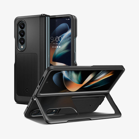 ACS05106 - Galaxy Z Fold 4 Case Neo Hybrid S in black showing the back and front