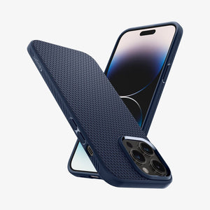 ACS04813 - iPhone 14 Pro Max Case Liquid Air in matte black showing the back