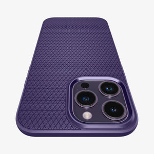 Spigen iPhone 14 Pro Max Case – Liquid Air - Deep Purple - zoomed textured-back detail
