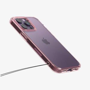 Spigen iPhone 14 Pro Max Case – Ultra Hybrid in Rose Crystal – lanyard holes and side detail