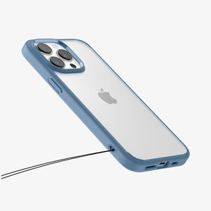 Spigen iPhone 14 Pro Max Case – Ultra Hybrid in Sierra Blue – lanyard holes and side detail