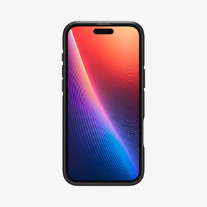 Spigen Core Armor case in Matte Black for iPhone 16 - front view
