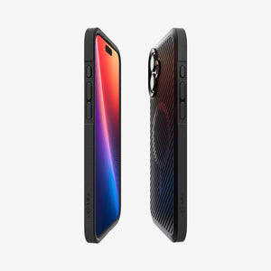 Spigen Core Armor MagFit case in Matte Black for iPhone 16 - front rear and side profiles