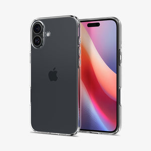 Spigen iPhone 16 Plus Liquid Crystal case – front and rear angled views