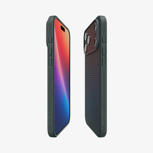 Spigen iPhone 17 Pro Liquid Air case in Abyss Green – front and back side views