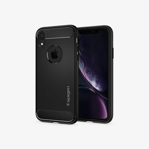 064CS24871 - iPhone XR Case Rugged Armor in matte black showing the back