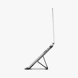 AMP11116 - Slim Fold Laptop Stand | LD201-S7 showing slim fold laptop stand from the side propped up at high angle