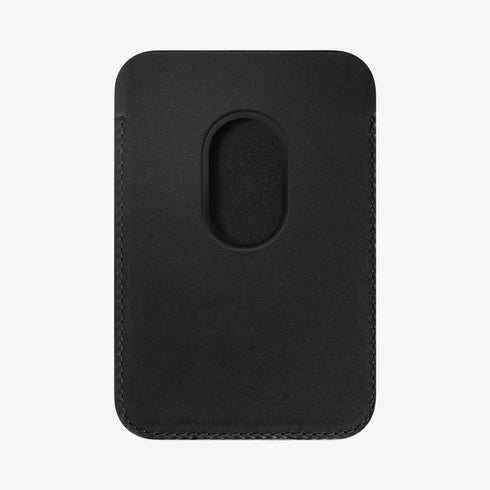 AMP02284 - MagSafe Card Holder Valentinus (MagFit) in black showing the card holder attached to back of device