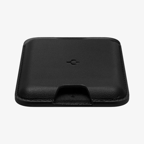 AMP02284 - MagSafe Card Holder Valentinus (MagFit) in black showing the card holder attached to back of device