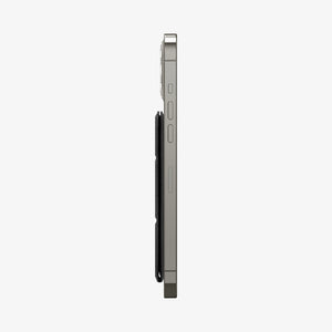 AMP02835 - Universal Card Holder Smart Fold in gunmetal showing the front attached to the back of a device