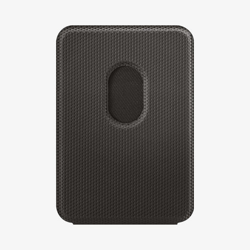 AMP02835 - Universal Card Holder Smart Fold in gunmetal showing the front attached to the back of a device