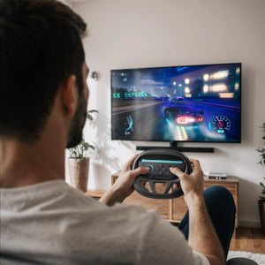 Using Spigen NS101 Joy-Con Steering Wheel for a racing game