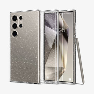 ACS07285 - Galaxy S24 Ultra Case Liquid Crystal Glitter in Crystal Quartz showing the back