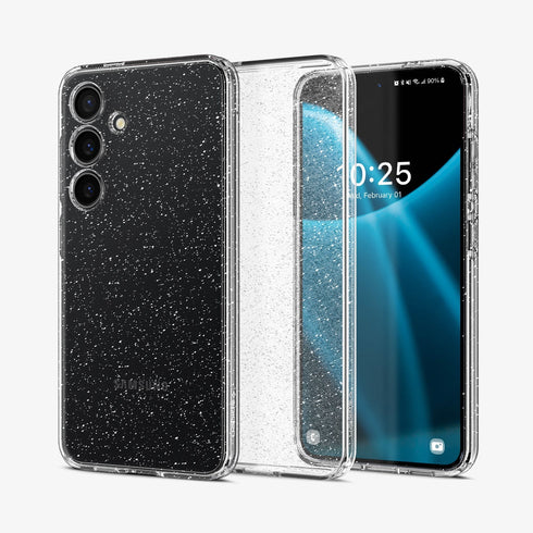 ACS07285 - Galaxy S24 Ultra Case Liquid Crystal Glitter in Crystal Quartz showing the back