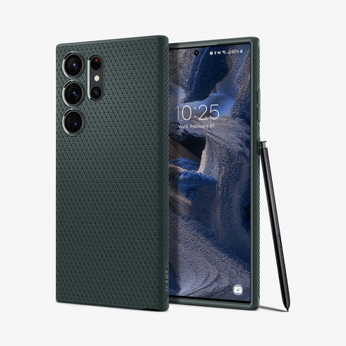 ACS05614 - Galaxy S23 Ultra Case Liquid Air in matte black showing the back