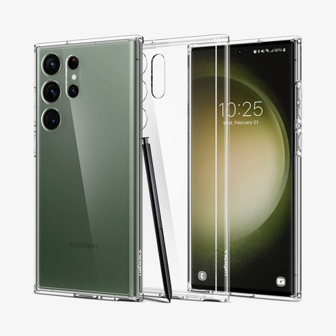 ACS05617 - Galaxy S23 Ultra Case Ultra Hybrid in crystal clear showing the back