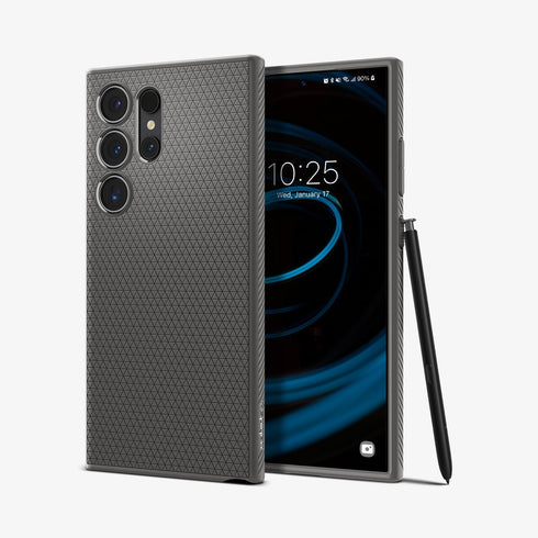 ACS07287 - Galaxy S24 Ultra Case Liquid Air in Matte Black showing the back