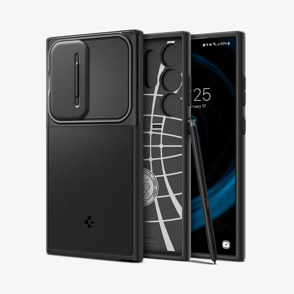 ACS07313 - Galaxy S24 Ultra Case Optik Armor in Black showing the back