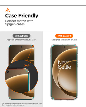 Case-friendly spacing comparison for OnePlus 15 AlignMaster S glass