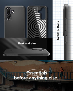 Spigen Galaxy M56 5G Case – Essential Sand Blast — Matte Black, slim fit and tactile buttons