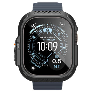 Spigen Apple Watch Ultra 4 / 3 / 2 / 1 (49mm) Case – Lock Fit with Glass — Black, construction, fit or installation view 15