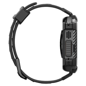 Spigen Apple Watch Ultra 4 / 3 / 2 / 1 (49mm) Case + Band – Rugged Armor Pro with Glass — Black, construction, fit or installation view 10