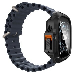 Spigen Apple Watch Ultra 4 / 3 / 2 / 1 (49mm) Case – Lock Fit with Glass — Black, construction, fit or installation view 16
