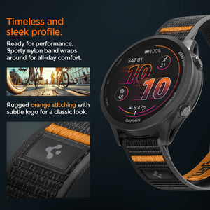 Spigen Garmin 22mm Quick Release Watch Band – Athlex Air — Active Black Orange, fit, construction or use view 22