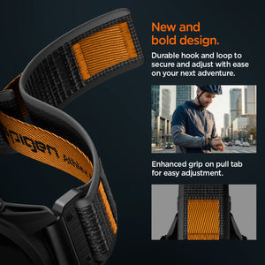 Spigen Garmin 22mm QuickFit Watch Band – Athlex Air — Active Black Orange, fit, construction or use view 10