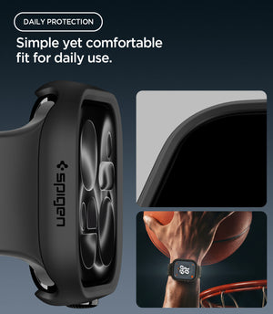 Apple Watch Series 12(46mm) Case Thin Fit in Black showing the protective case with raised edges for added everyday protection