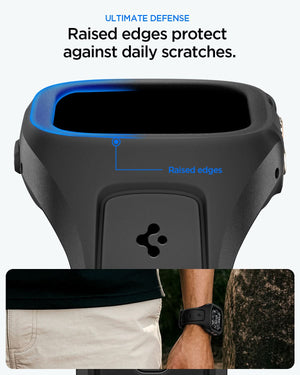 ACS05463 - Apple Watch Ultra Series (49mm) Case Liquid Air Pro in black showing raised edges protect against daily scratches