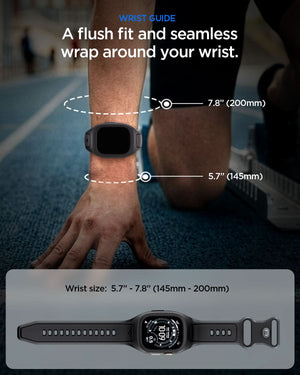 ACS05463 - Apple Watch Ultra Series (49mm) Case Liquid Air Pro in black showing a flush fit and seamless wrap around your wrist