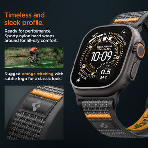 Active Black Orange Spigen Athlex Air 2 Apple Watch band product and feature view 14