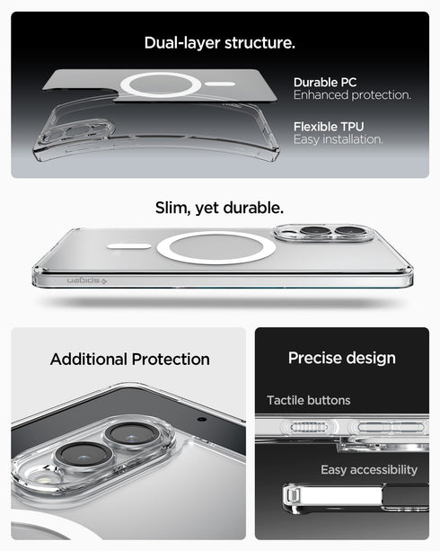 Spigen Galaxy S25 Edge 保護殼 - Ultra Hybrid 系列透明防摔殼(MagFit)