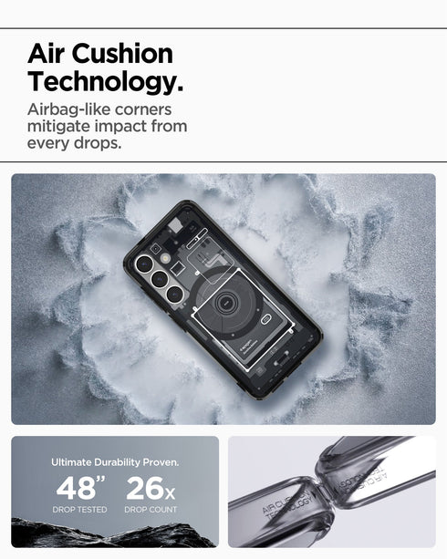 Spigen Galaxy S25 保護殼 - Ultra Hybrid 系列透明防摔殼 MagFit Zero One