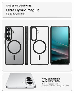 Spigen Galaxy S26 Case Ultra Hybrid (Mag Fit) Matte Black showing keep it original ultra hybrid magfit