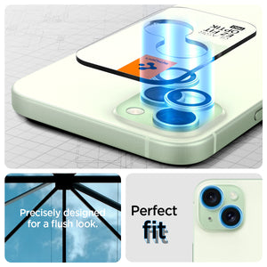Spigen iPhone 15 / 14 Lens Protector – Optik Pro EZ Fit (2 Pack) — Green detail 8