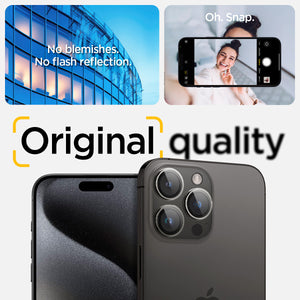 Spigen iPhone 17 Pro Max / 17 Pro Lens Protector – Optik Pro EZ Fit - Crystal Clear - original camera image quality detail