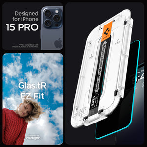 Spigen iPhone 15 Pro Screen Protector GLAS.tR EZ Fit Privacy (2 Pack) view 9