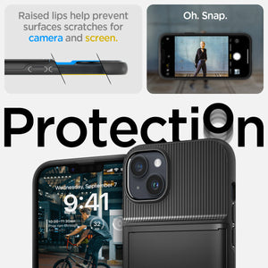 Spigen iPhone 14 Plus Case – Slim Armor CS in Black – raised screen and camera edge protection