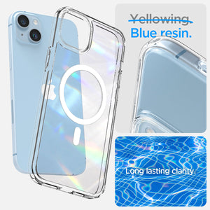 Spigen iPhone 14 Plus Case – Ultra Hybrid (MagFit) in White – blue-resin clarity feature