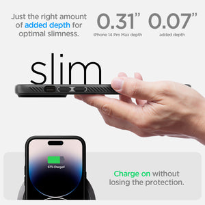 Spigen iPhone 14 Pro Max Case – Liquid Air - Matte Black - slim profile and wireless charging