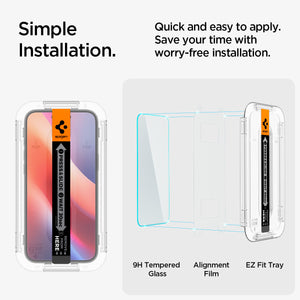 Spigen iPhone 16 Plus / iPhone 16 Screen Protector GLAS.tR EZ Fit (2 Pack) view 14
