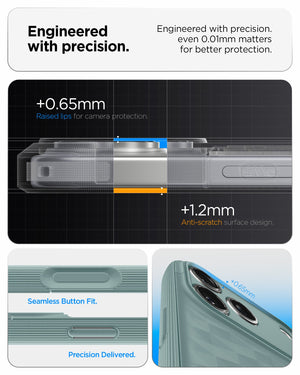 Spigen iPhone 17 Pro Parallax S MagFit case in Sage Green - engineered protection detail