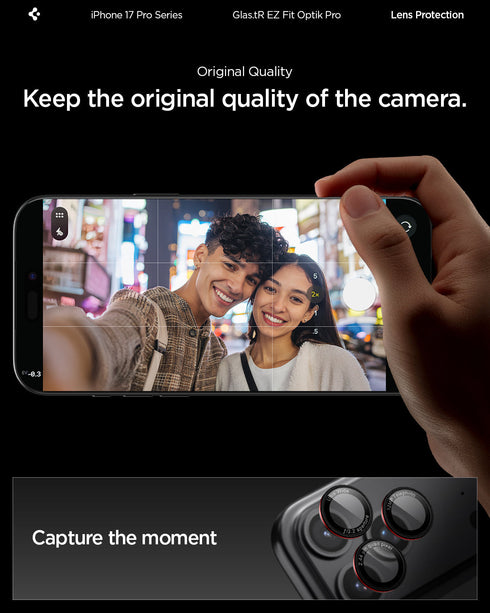Spigen iPhone 17 Pro Max / 17 Pro 鏡頭保護貼 – Optik Pro EZ Fit