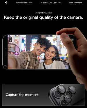 Spigen iPhone 17 Pro Max / 17 Pro Lens Protector – Optik Pro EZ Fit - Black - camera image quality detail
