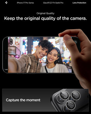 Spigen iPhone 17 Pro Max / 17 Pro Lens Protector – Optik Pro EZ Fit - Gray - original camera image quality detail