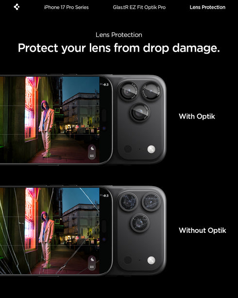 Spigen iPhone 17 Pro Max / 17 Pro 鏡頭保護貼 – Optik Pro EZ Fit