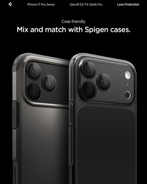 Spigen iPhone 17 Pro Max / 17 Pro Lens Protector – Optik Pro EZ Fit - Black - Spigen case compatibility